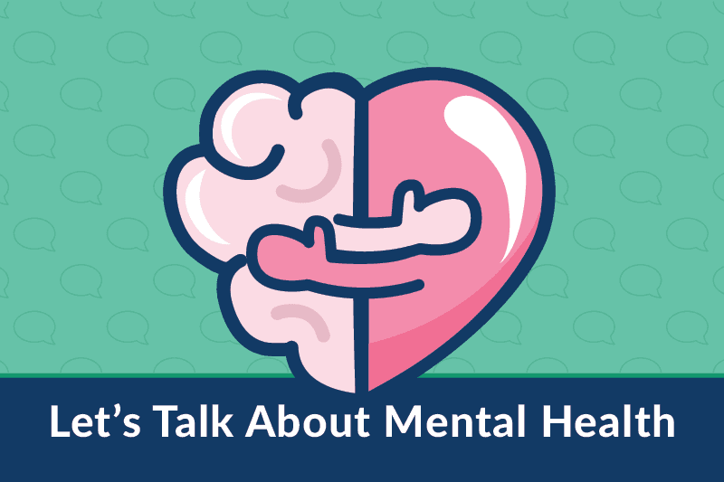 illustration of a brain and heart hugging.